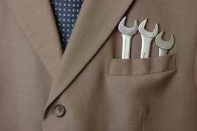 A set of open-end wrenches protruding from the vest pocket of a suit jacket puts you on notice that in business we also work with tools.  Voice of the customer methods are knowledge tools, but tools nevertheless.