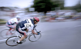 Startups are fast and agile like this racing cyclist speeding around a turn.